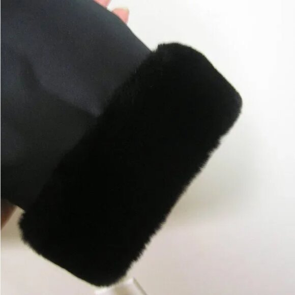 Black Puffer Jacket Hood Faux Fur Trim SMALL - Picture 9 of 12